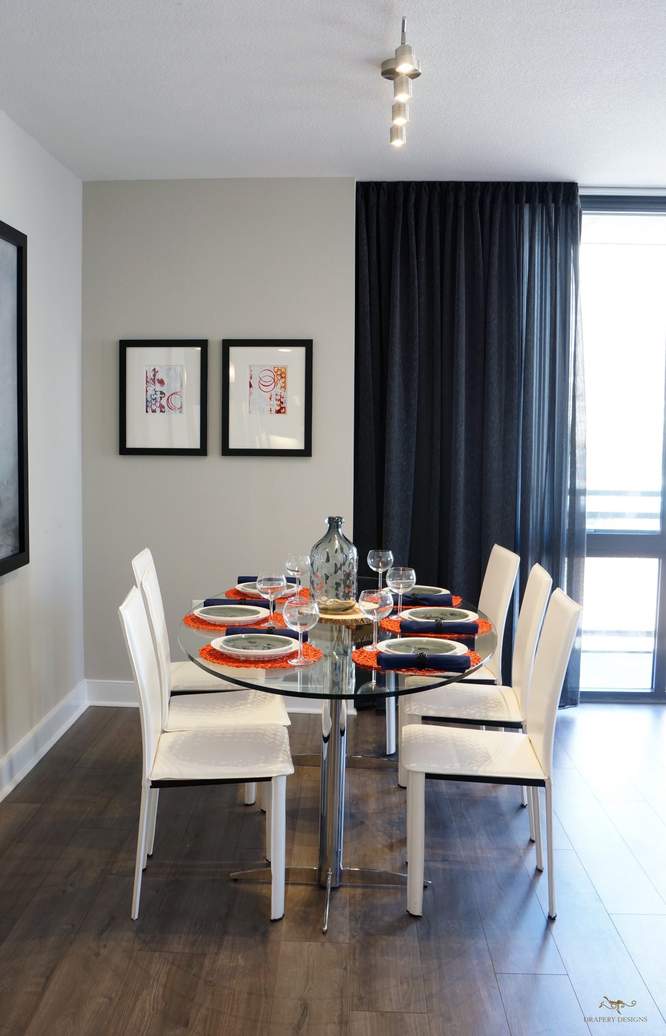 Ceiling Mounted Dining Room Sheer Panels