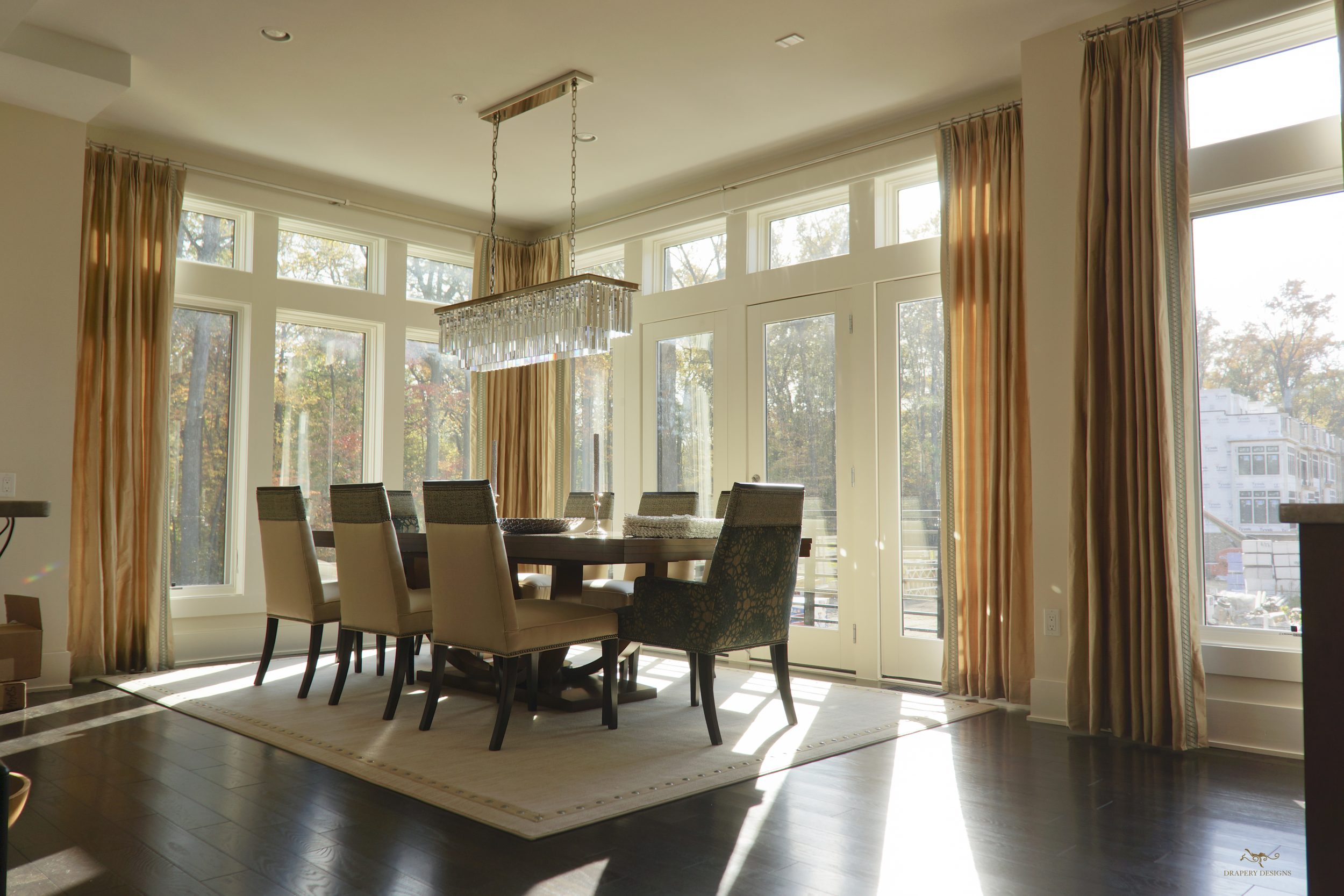 lined panels with accent trims on leading edges.