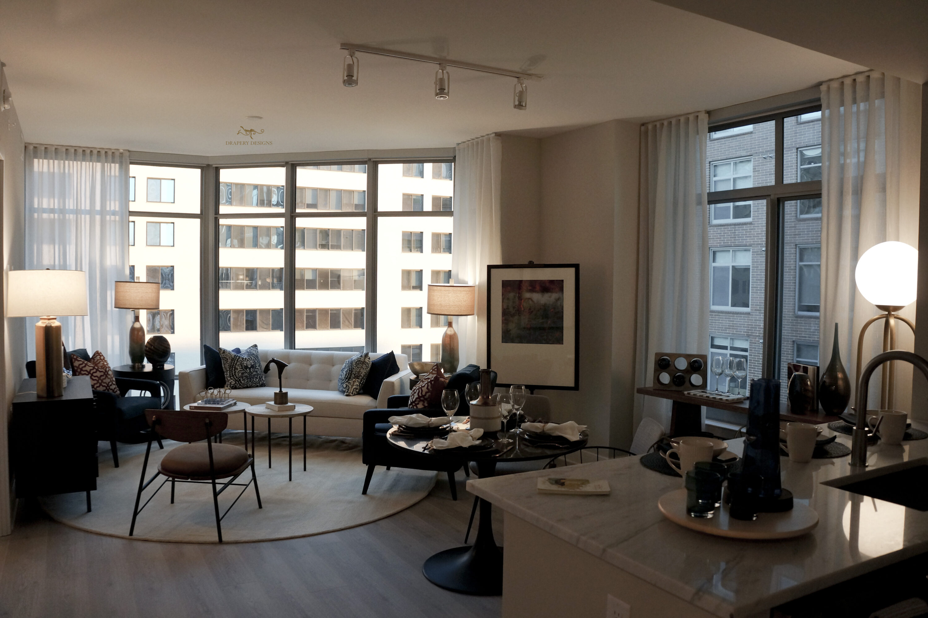 Model Apartment Ripple Fold Sheer Panels