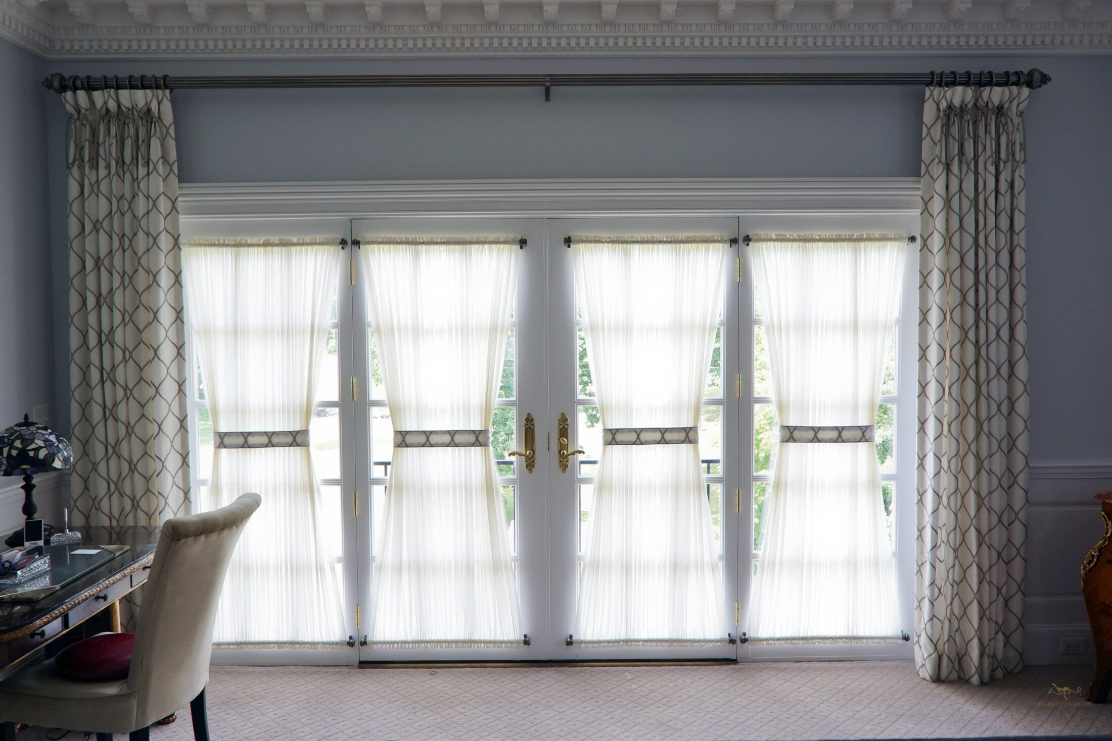 Office Stationary Sheer Door Curtains