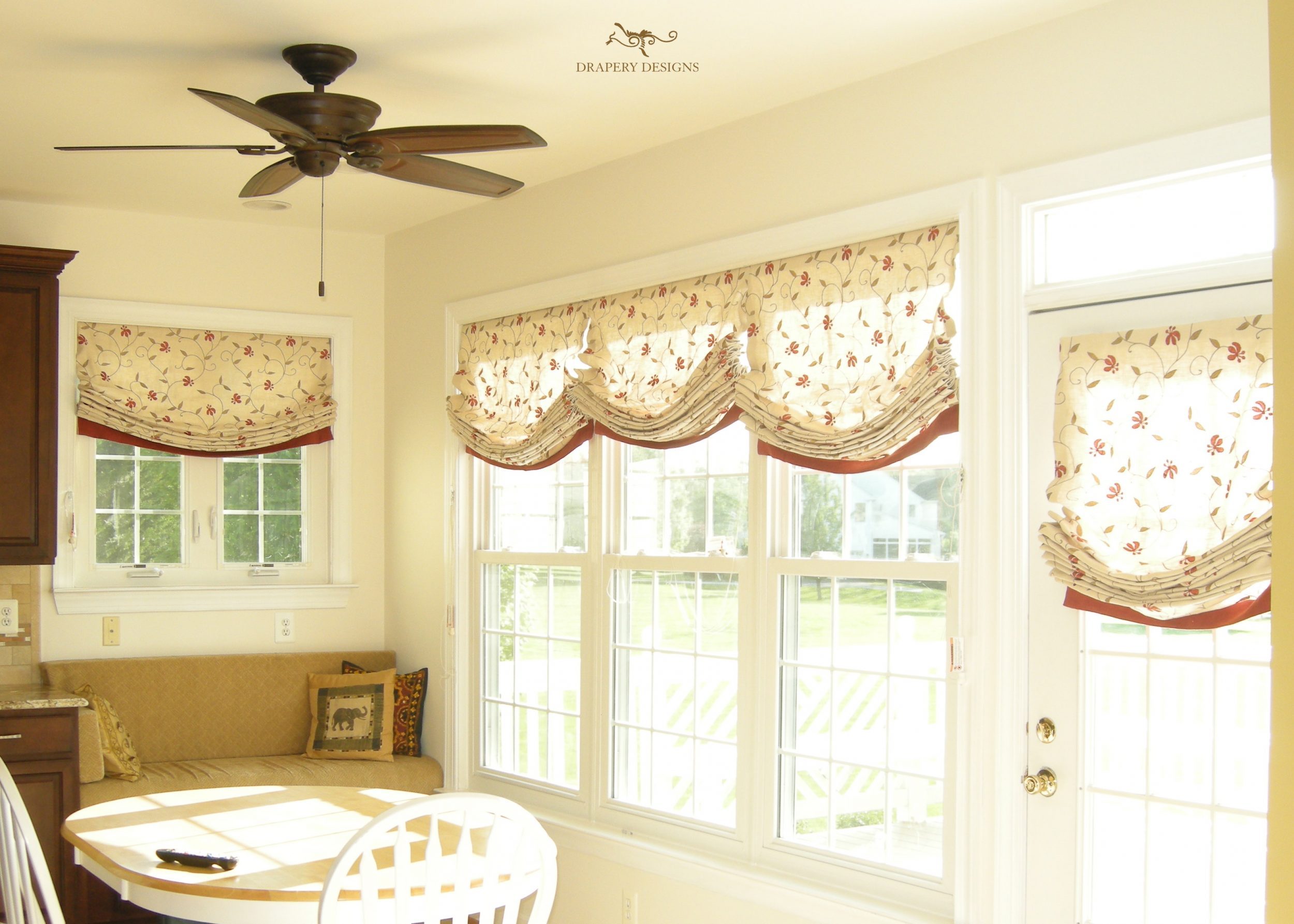 Relaxed roman shade for Kitchen windows