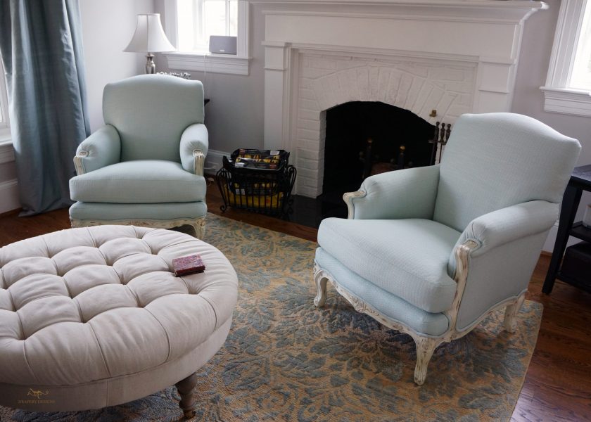Custom upholstered armchair and ottoman 04
