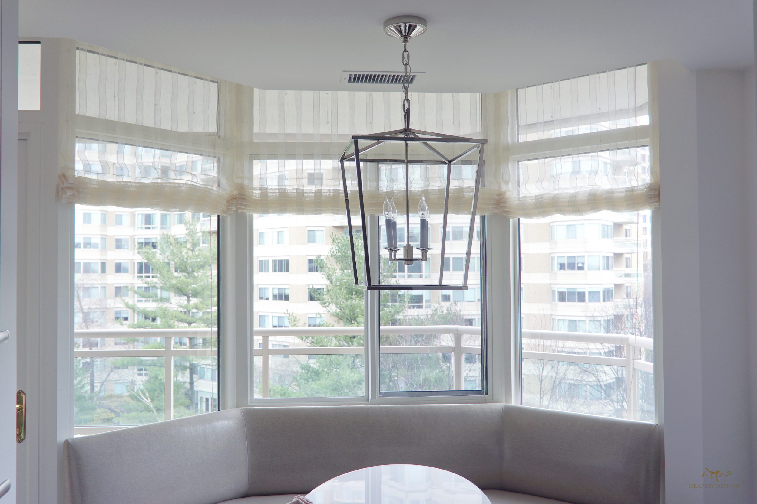 Contemporary sheer shades for Kitchen bay window