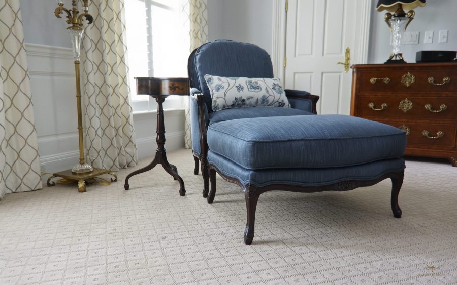 Custom upholstered armchair and ottoman 01