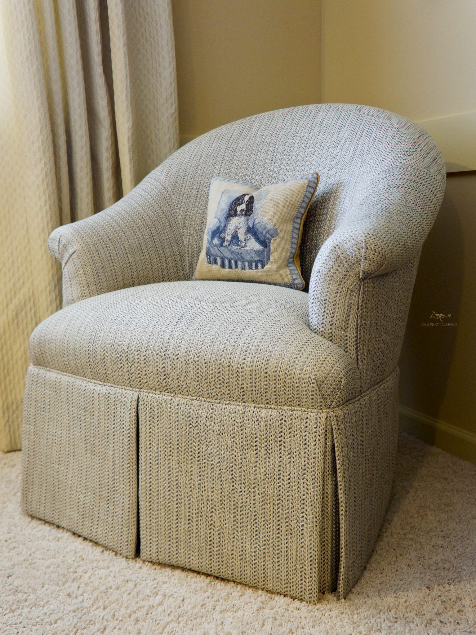 Re-upholstered Barrel Chair
