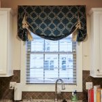 Shaped valance with contrast inserts